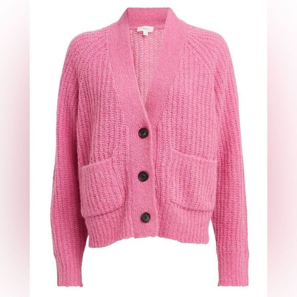 NWT A.L.C. Cleveland Cable Knit Button Front Relaxed Cardigan in Bubblegum XS - Picture 3 of 12